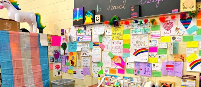 Supportive letters on a classroom wall